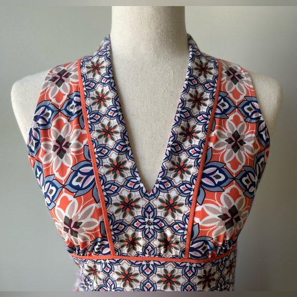 Wisp | Ryenne Jersey Knee-Length Dress | Orange Multicolor | Size 4 Petite - Picture 4 of 5